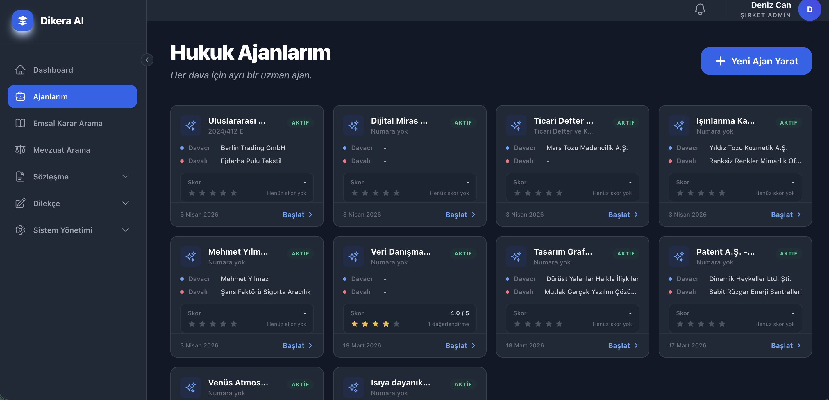 Dava dosyası ve risk denetimi ekranı